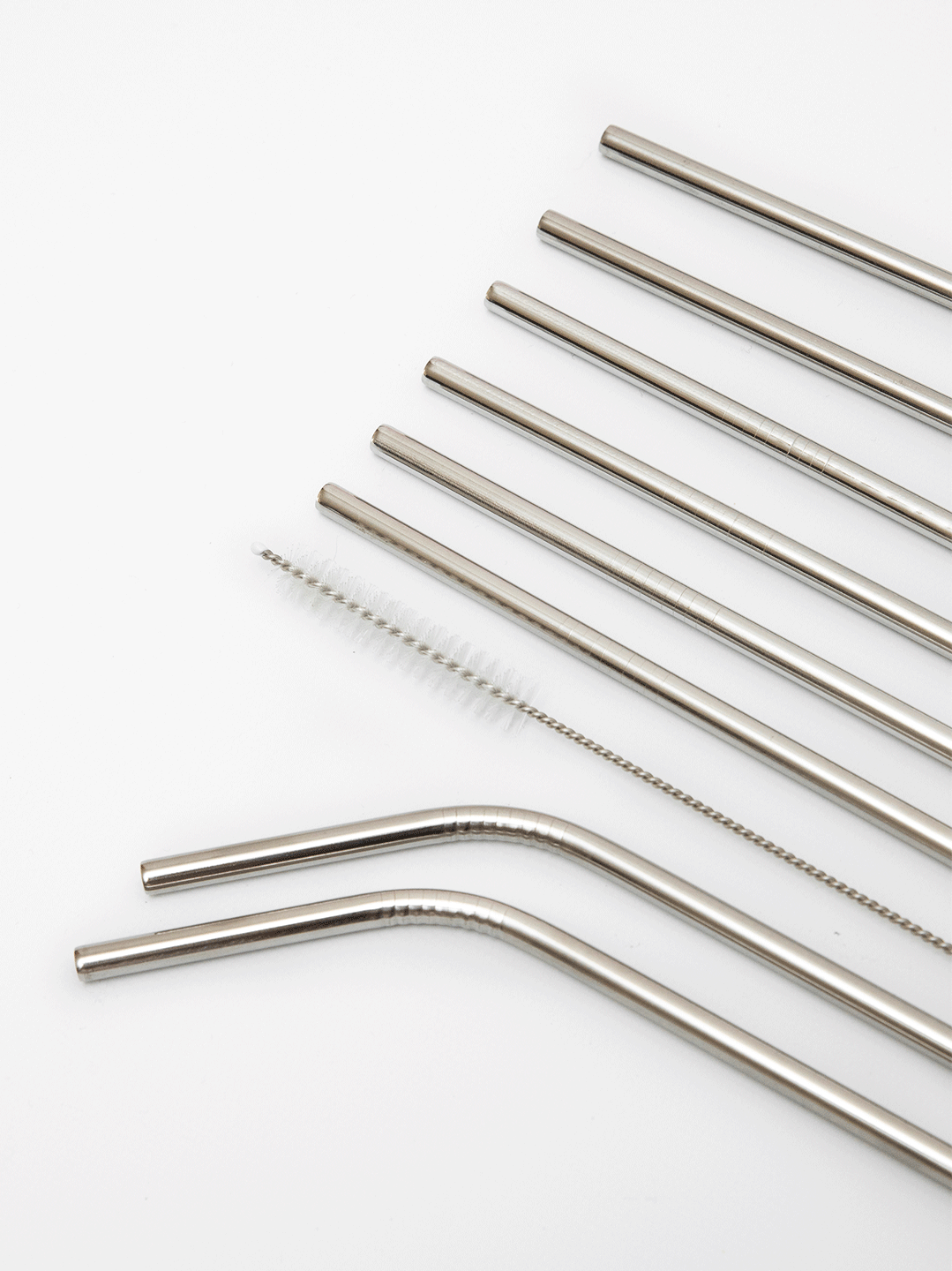 STAINLESS STEEL STRAWS - STRAIGHT/BEND - 8 PACK + COTTON BAG